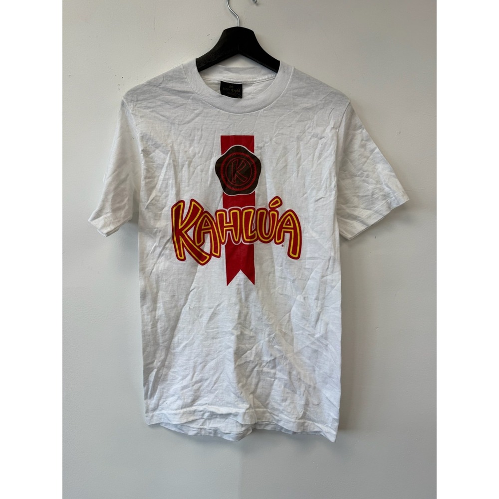 Vintage Kahlua Shirt Mens XS White Promo Alcohol Graphic‎ Tee Made USA 90s